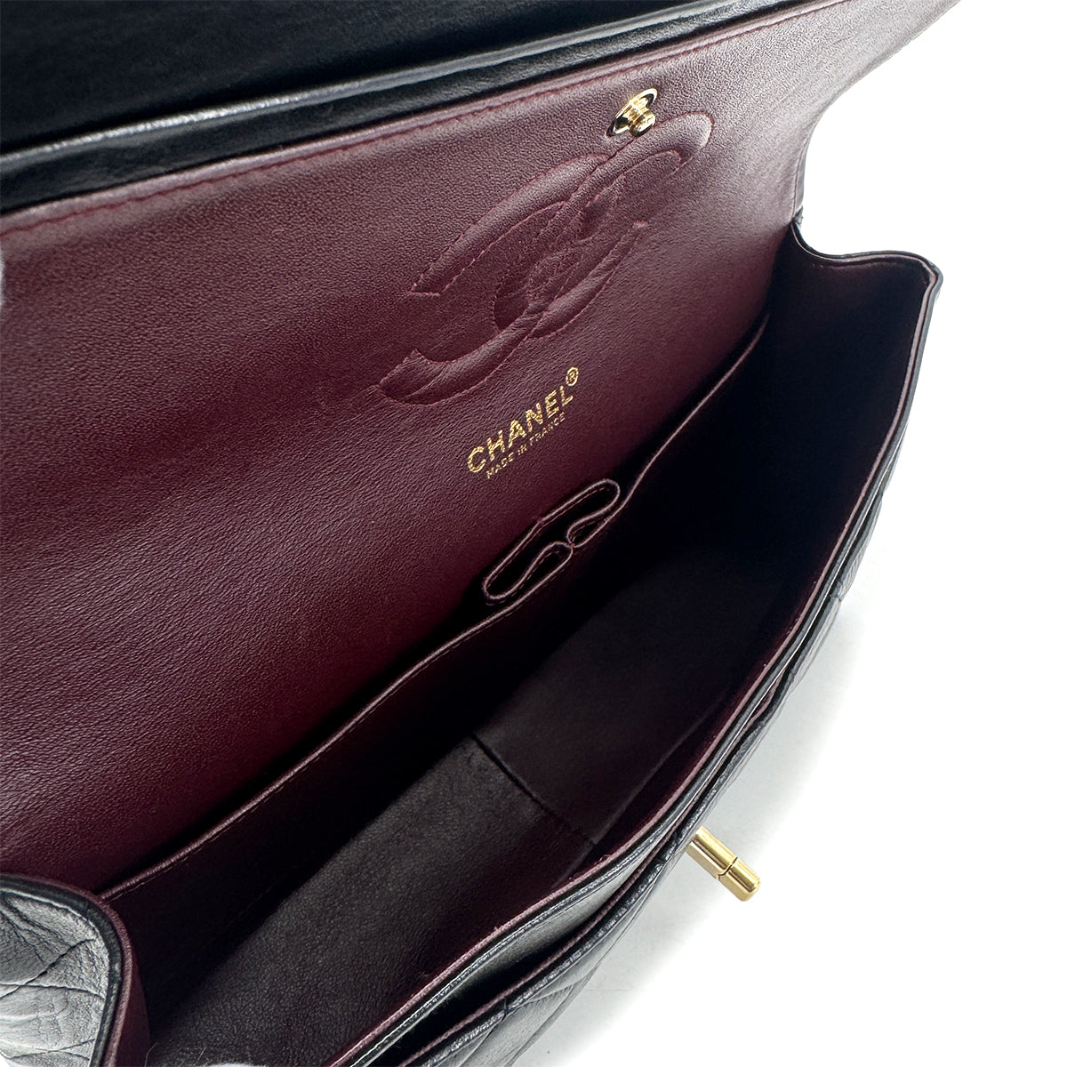 CHANEL VINTAGE CLASSIC FLAP CHAIN SHOULDER BAG BLACK LAMB SKIN 90294977