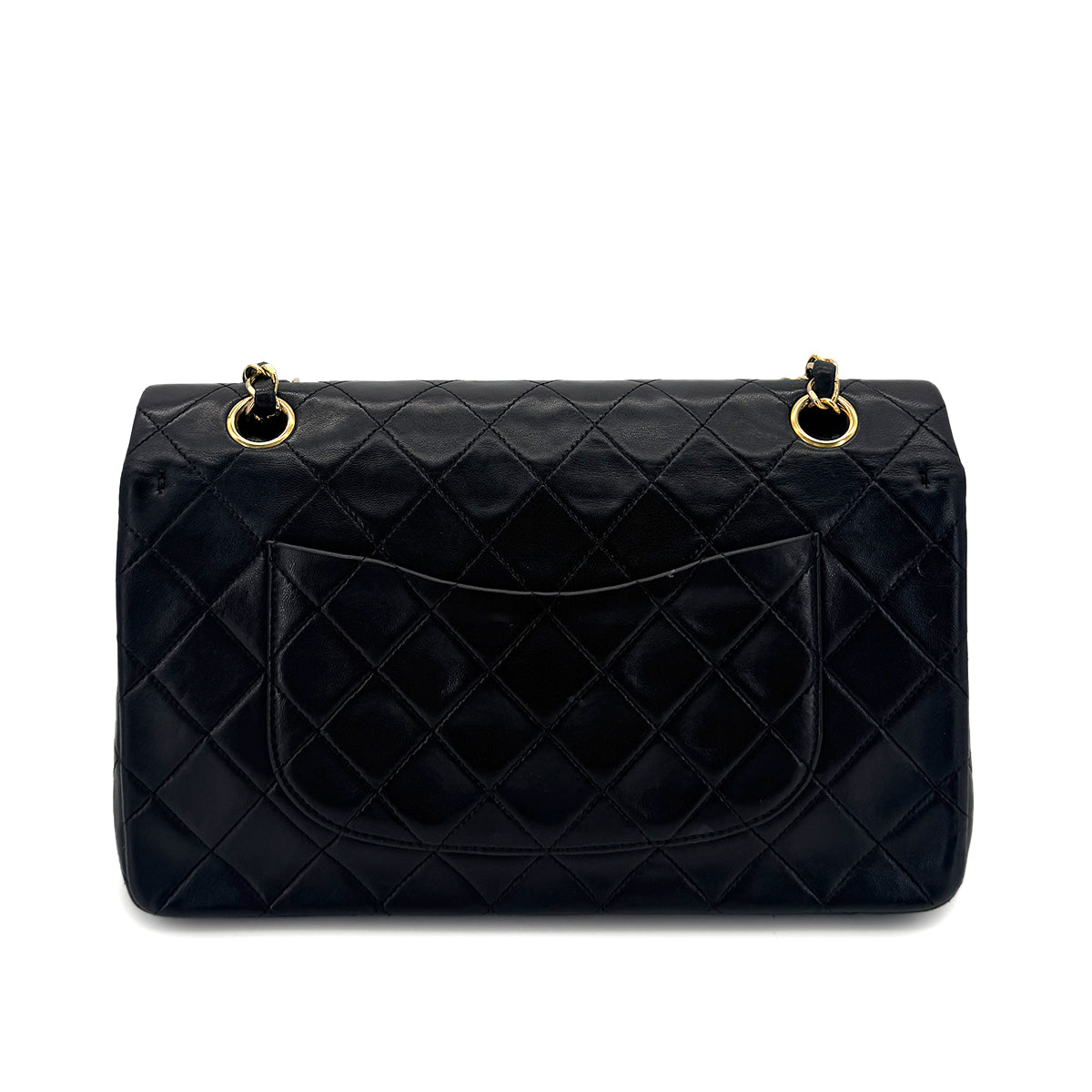 CHANEL VINTAGE CLASSIC FLAP MEDIUM CHAIN SHOULDER BAG BLACK LAMB SKIN 90294978