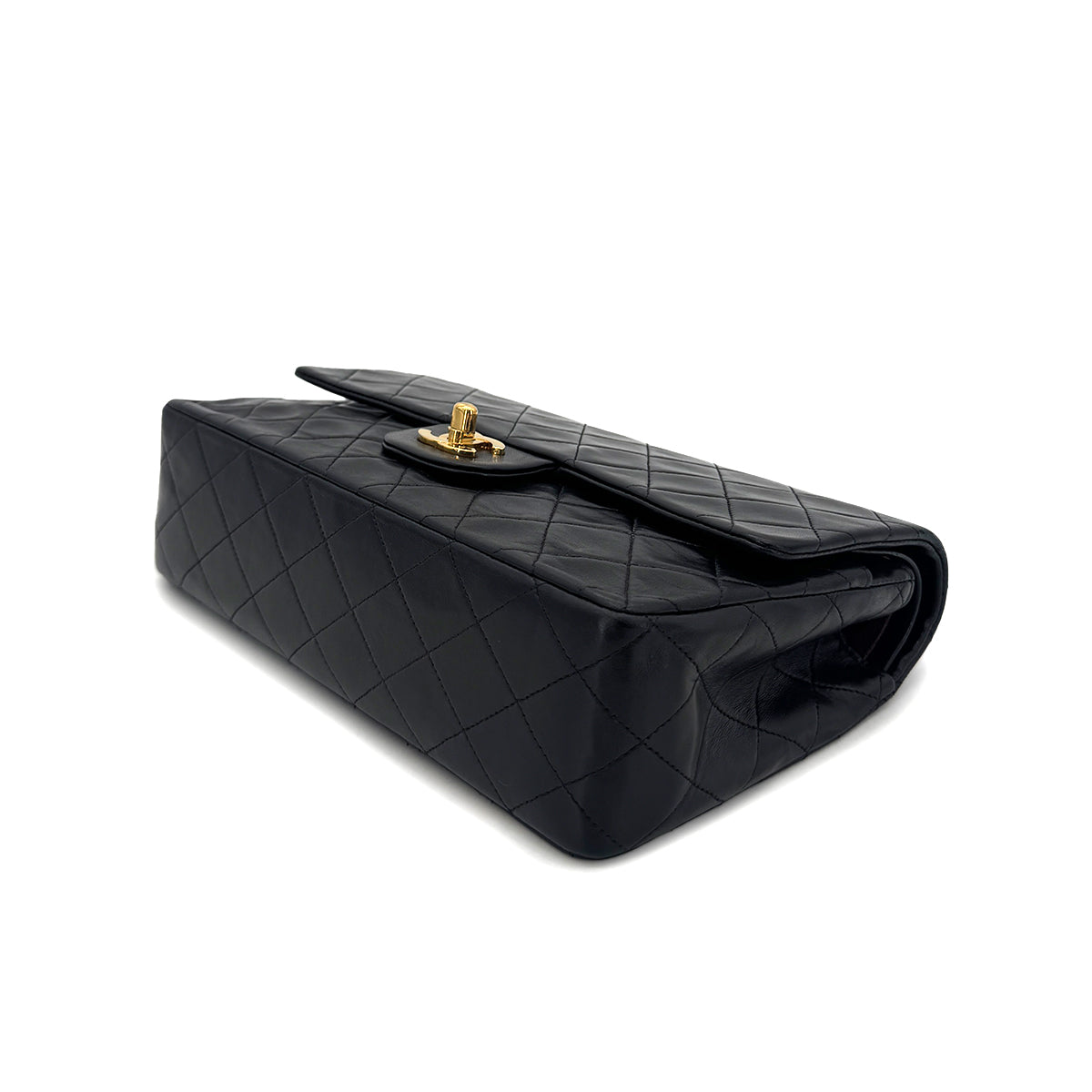 CHANEL VINTAGE CLASSIC FLAP MEDIUM CHAIN SHOULDER BAG BLACK LAMB SKIN 90294978