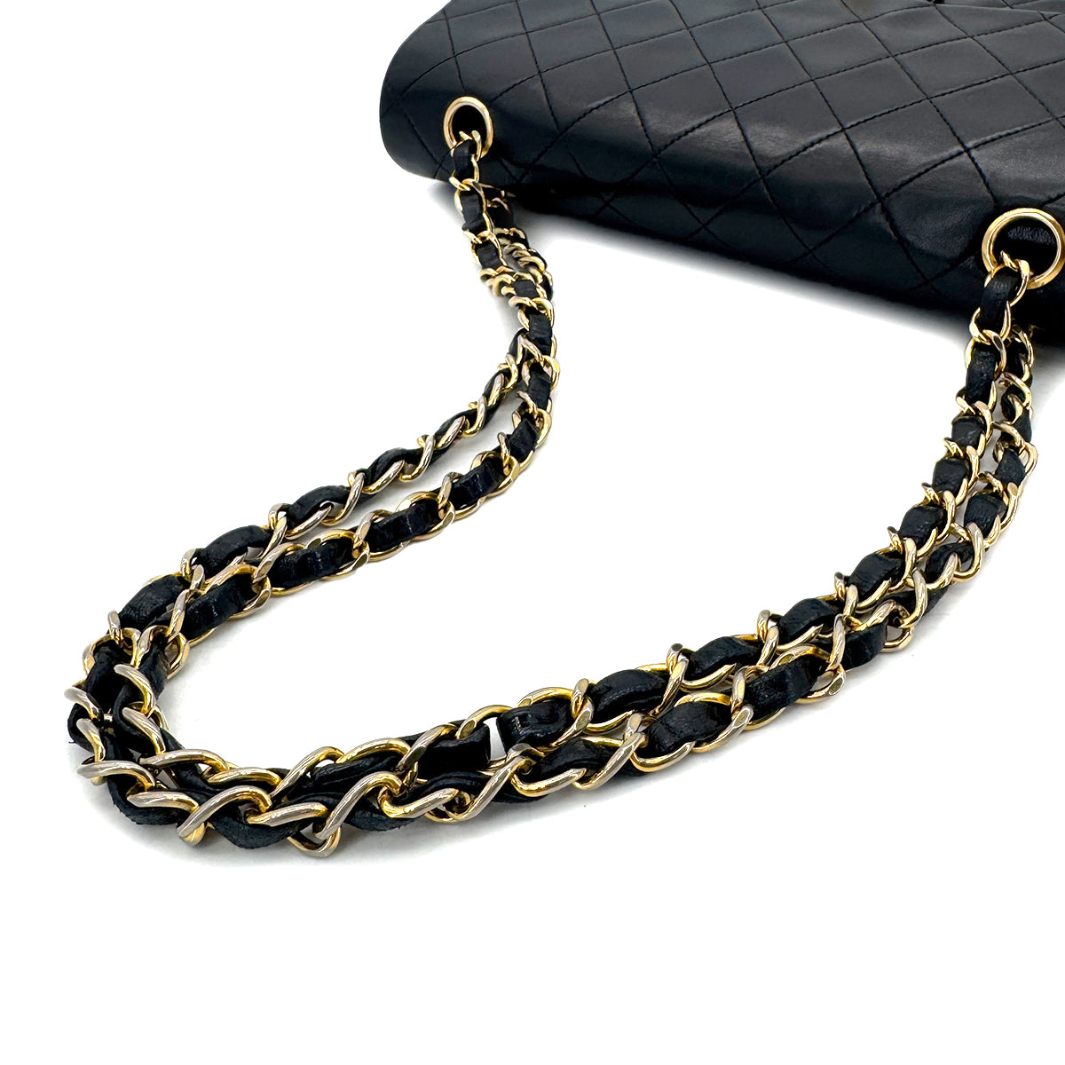 CHANEL VINTAGE CLASSIC FLAP MEDIUM CHAIN SHOULDER BAG BLACK LAMB SKIN 90294978