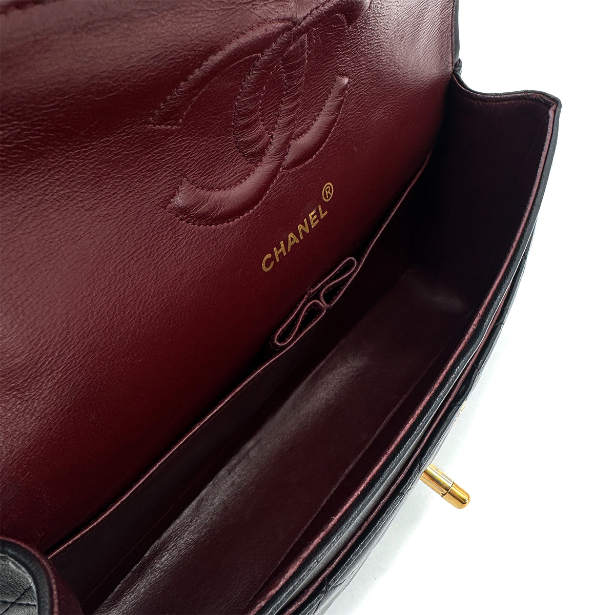 CHANEL VINTAGE CLASSIC FLAP MEDIUM CHAIN SHOULDER BAG BLACK LAMB SKIN 90294978