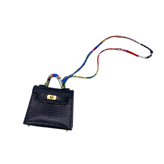 HERMES KELLY TWILLY CHARM BLACK LIZARD Z 90294990