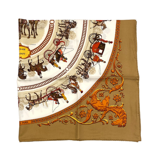 HERMES CARRE 90 SCARF LA PROMENADE DE LONGCHAMPS MULTICOLOR SILK 90294993