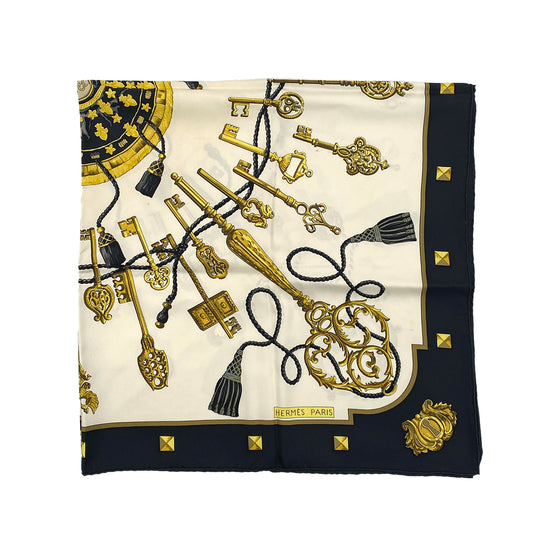 HERMES CARRE 90 SCARF LES CLES MULTICOLOR SILK 90294995