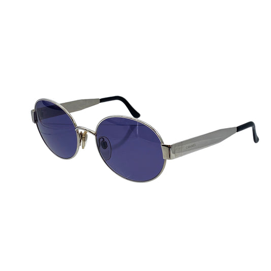 CHANEL VINTAGE SUNGLASSES LOGO BLUE SILVER EYEWEAR 90295006