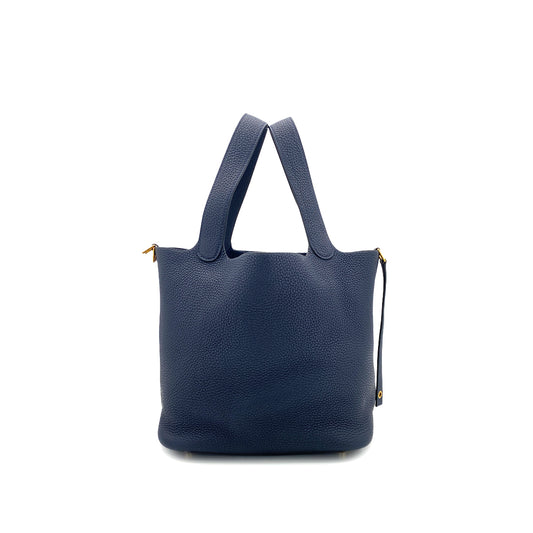 HERMES PICOTIN LOCK MM BLUE NUIT TAURILLON CLEMENCE HAND BAG D 90295099