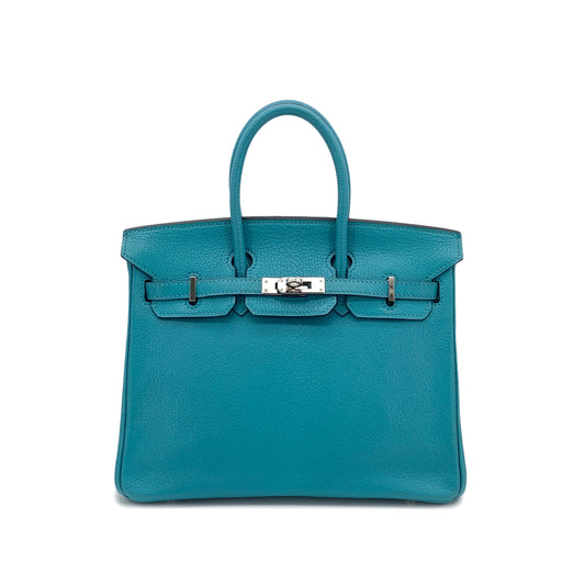 HERMES BIRKIN 25 TURQUOISE CHEVRE MYSORE HAND BAG □I SHW 90295282