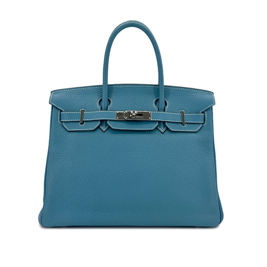 HERMES BIRKIN 30 BLEU JEAN TAURILLON CLEMENCE HAND BAG □K SHW 90295400