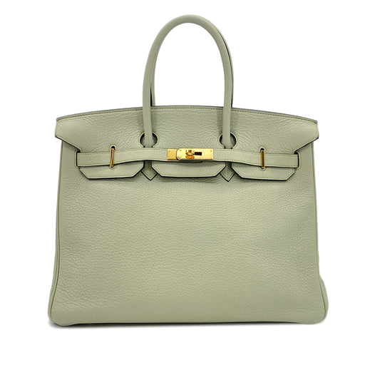 HERMES BIRKIN 35 LIGHT GREEN TAURILLON CLEMENCE HAND BAG ▢G GHW 90295401