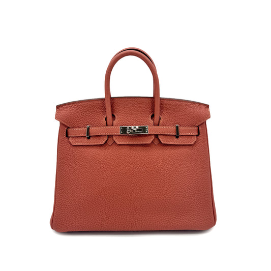 HERMES BIRKIN 25 ROSY TOGO HAND BAG □R SHW 90295405
