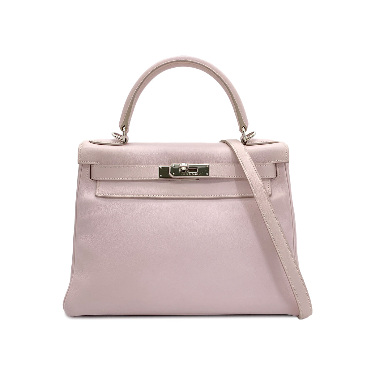 HERMES KELLY 28 RETOURNE ROSE DRAGEE VEAU SWIFT HAND SHOULDER BAG □K SHW 90295733
