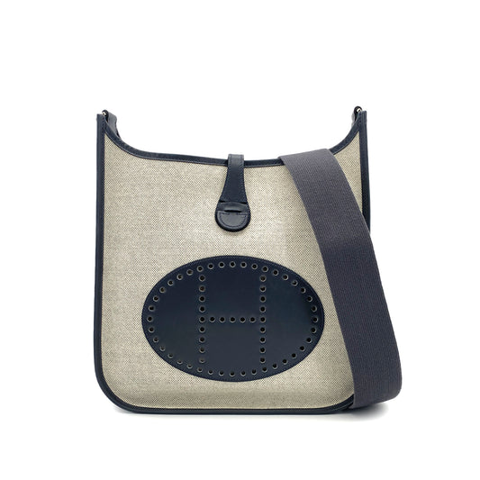 HERMES EVELYNE PM GRAPHITE BOXCALF TOILE H SHOULDER BAG □K 90295735