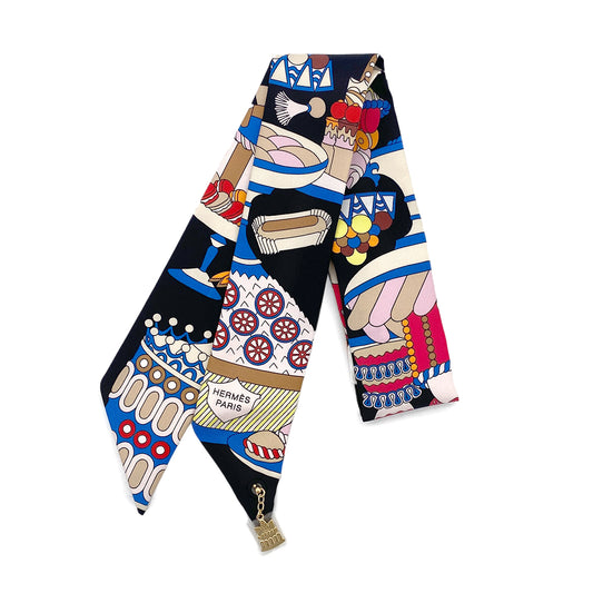HERMES TWILLY CHARMS 20TH ANNIVERSARY SPECIAL EDITION LA PATISSERIE FRANCAISE 2023 SCARF MULTICOLOR SILK 90295739