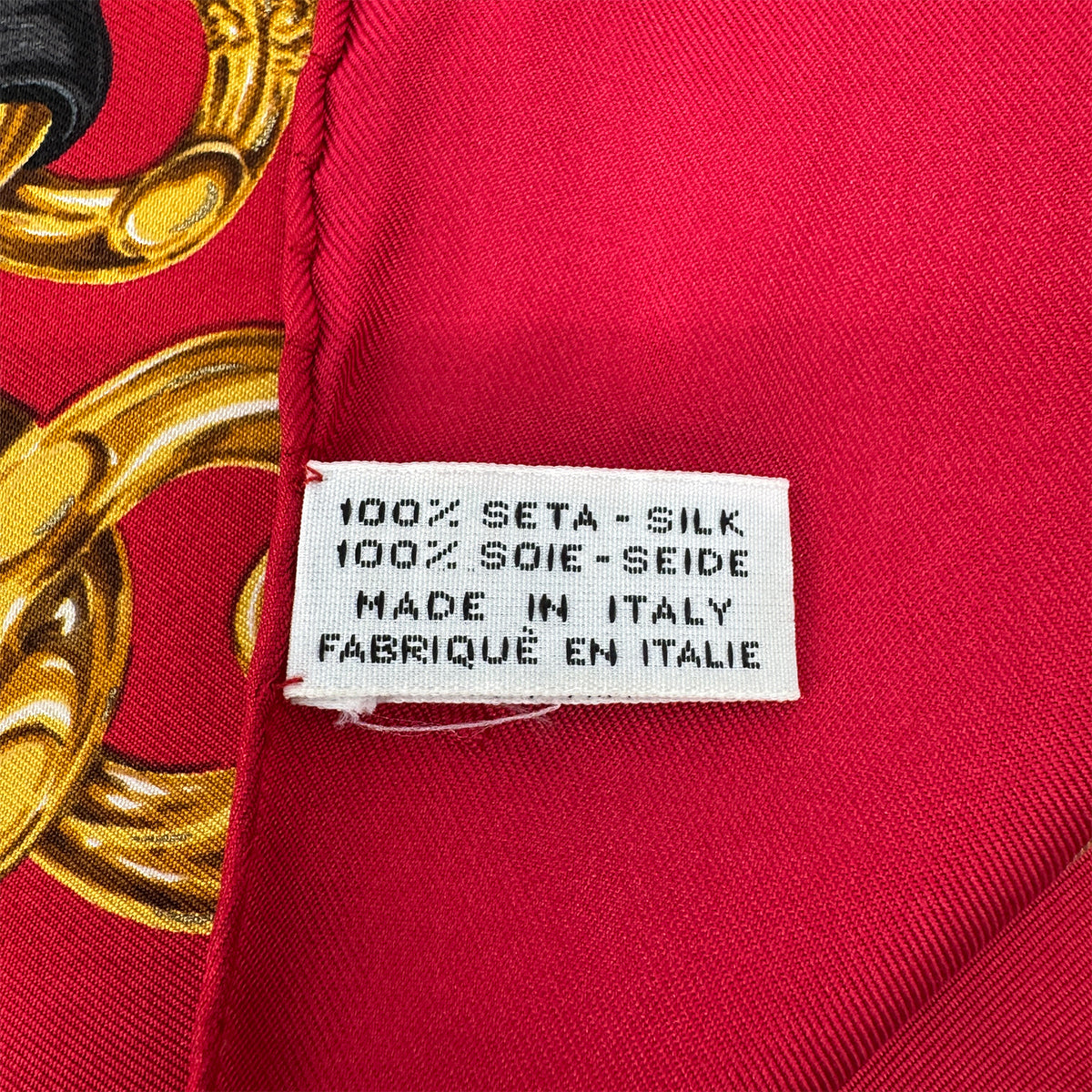 CHANEL VINTAGE SCARF COCOMARK CHAIN PATERN LIGHT RED YELLOW SILK 90295816