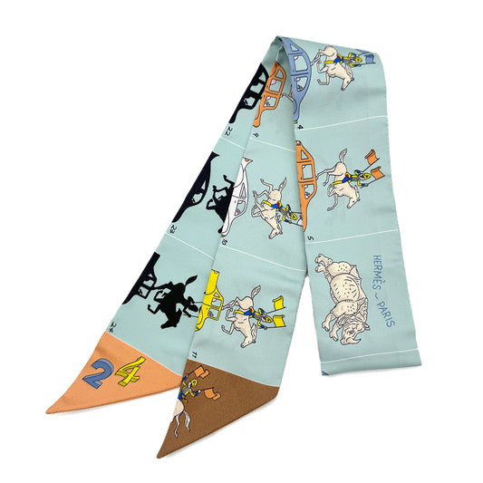 HERMES TWILLY HERMES PARADE SCARF GREEN SILK 90295845