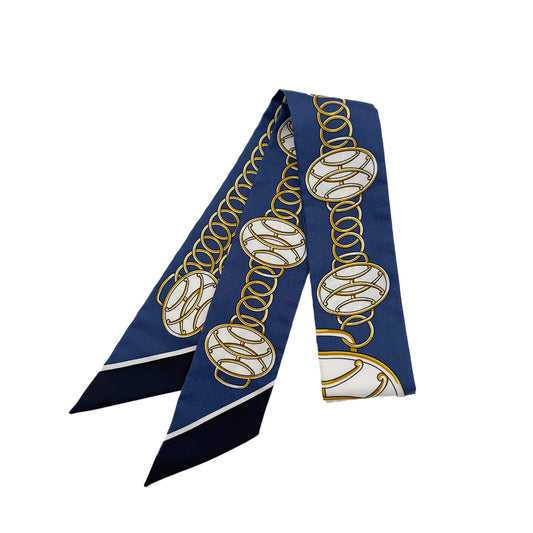 HERMES TWILLY LIFT PROFILE SCARF BLUE YELLOW SILK 90295852