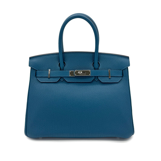 HERMES BIRKIN 30 COBALT TOGO HAND BAG □Q SHW 90296042