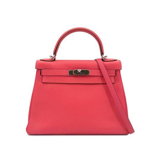 HERMES KELLY 28 RETOURNE ROSE LIPSTICK TAURILLON CLEMENCE HAND SHOULDER BAG □Q SHW 90296045