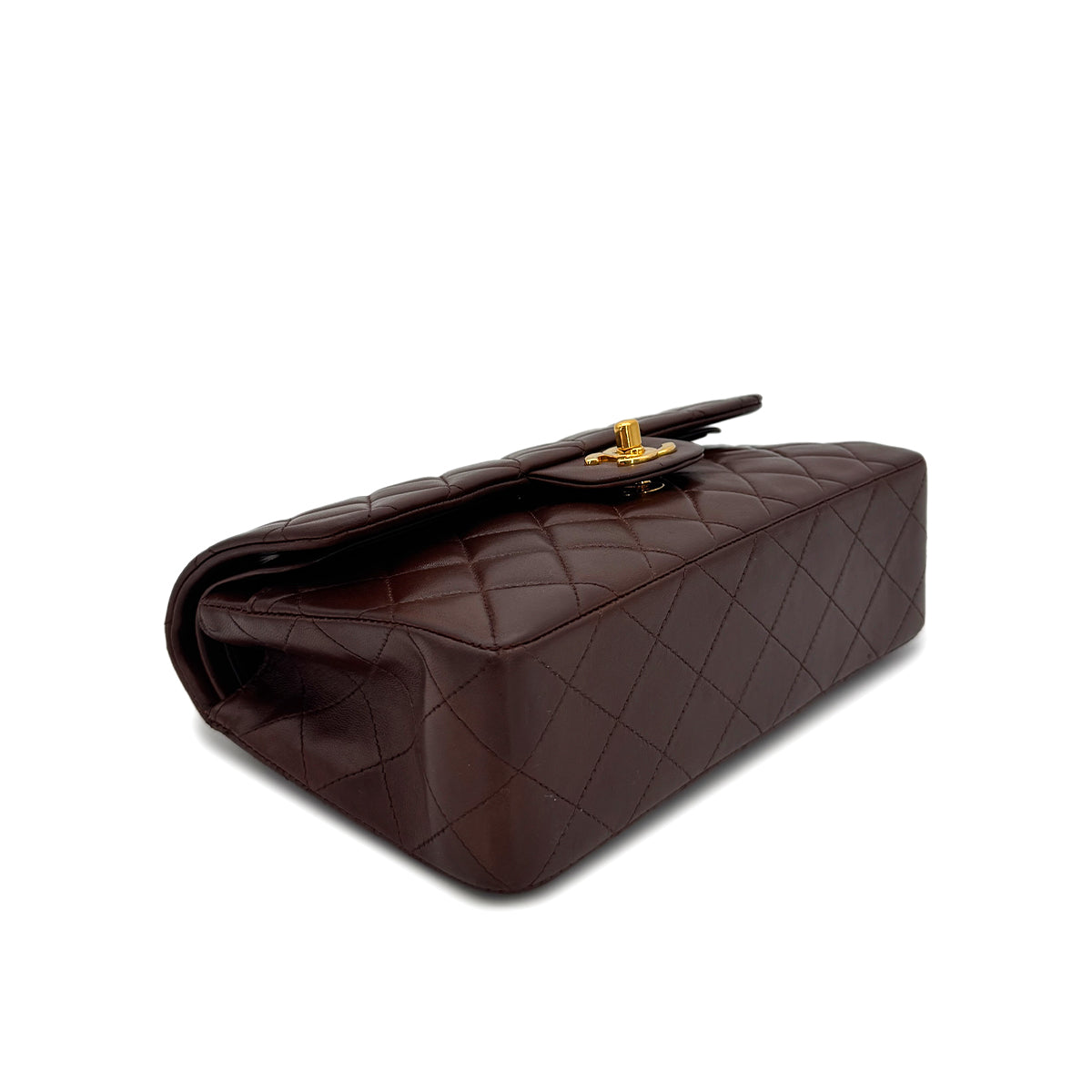 CHANEL VINTAGE CLASSIC FLAP SMALL CHAIN SHOULDER BAG BROWN LAMB SKIN 90296048