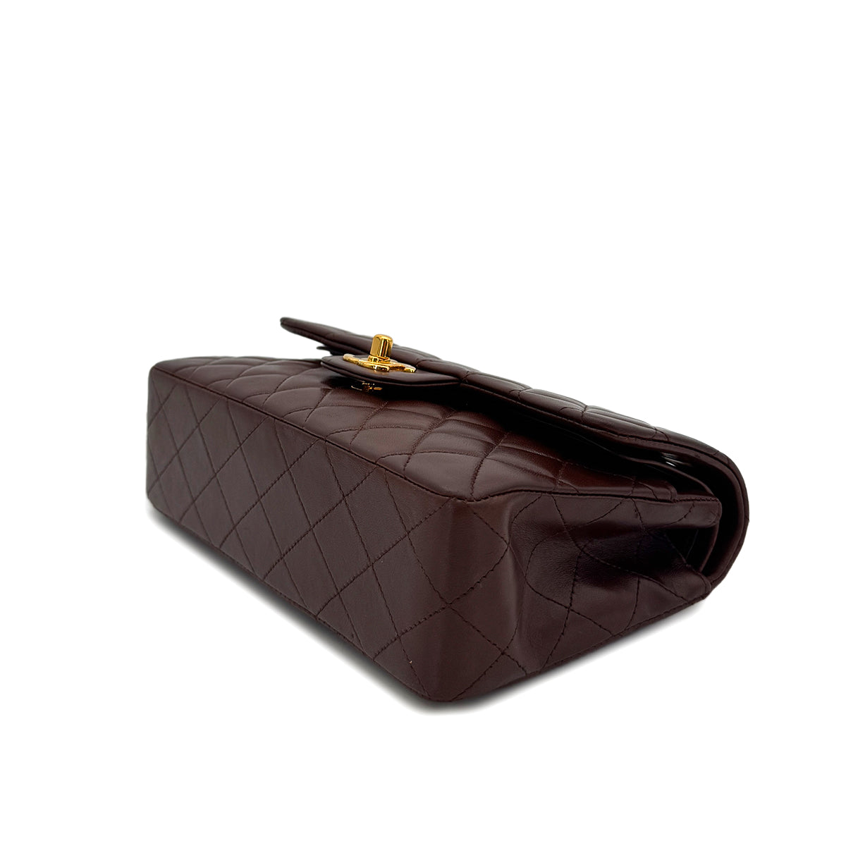 CHANEL VINTAGE CLASSIC FLAP SMALL CHAIN SHOULDER BAG BROWN LAMB SKIN 90296048