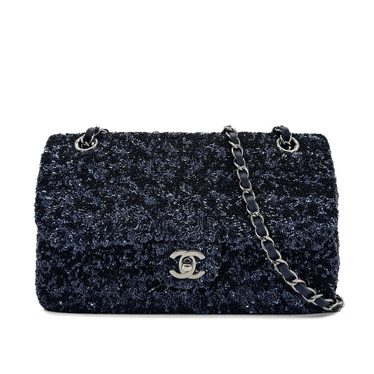 CHANEL CHAIN SHOULDER BAG NAVY SEQUINS 90296052