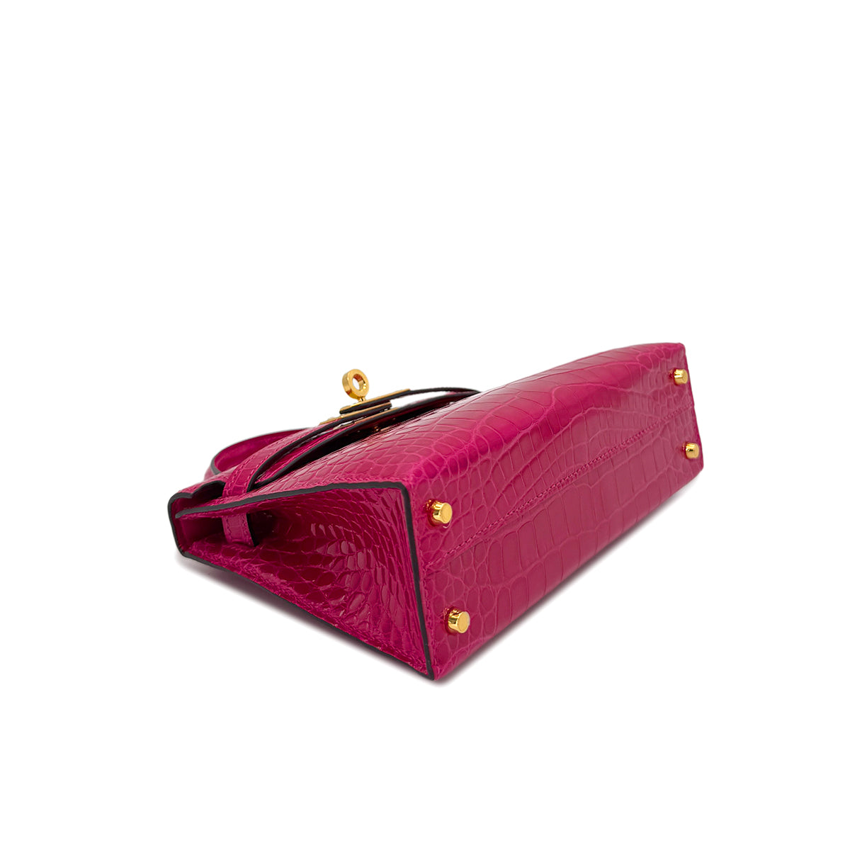 HERMES MINI KELLY 2 FRAMBOISE CROCODILE ALLIGATOR HAND SHOULDER BAG Z GHW 90296200