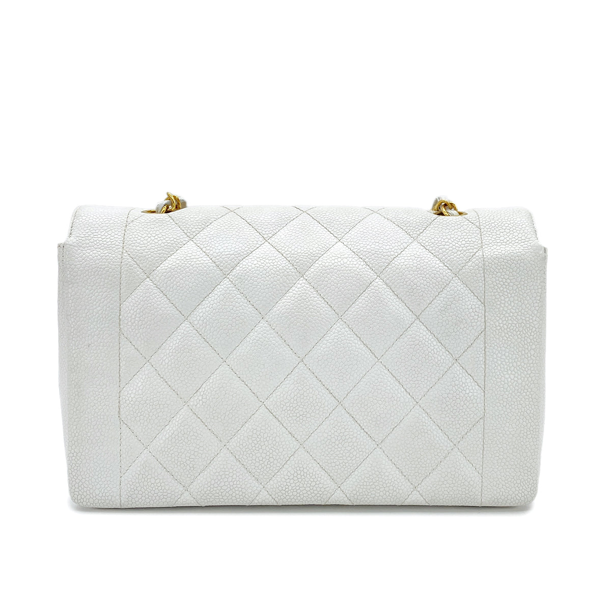 CHANEL VINTAGE DIANA MEDIUM CHAIN SHOULDER BAG WHITE CAVIAR SKIN 90296204