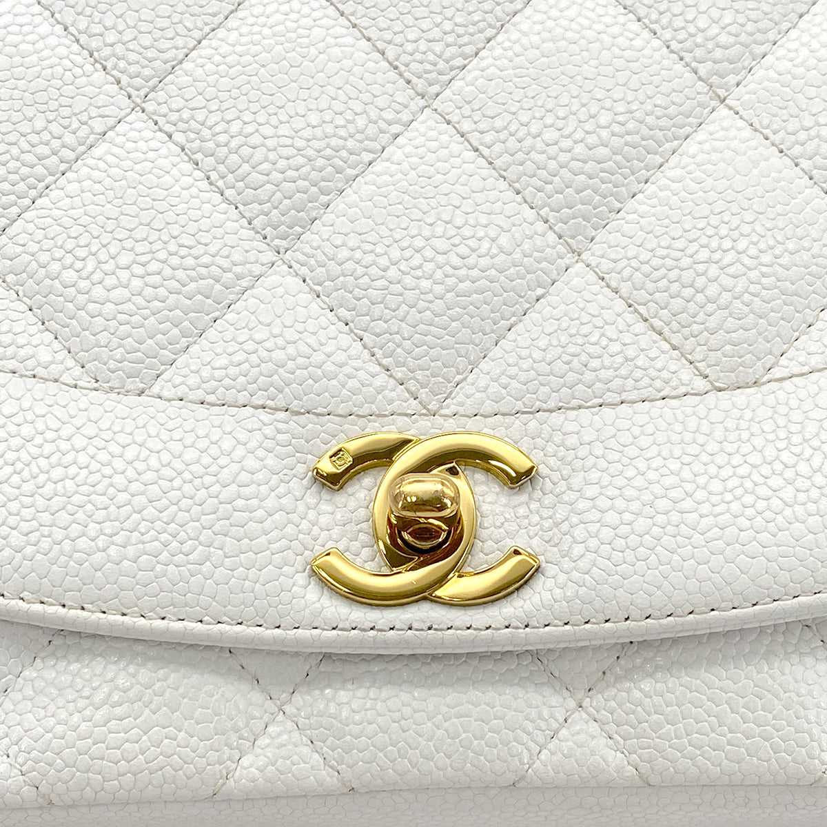 CHANEL VINTAGE DIANA MEDIUM CHAIN SHOULDER BAG WHITE CAVIAR SKIN 90296204