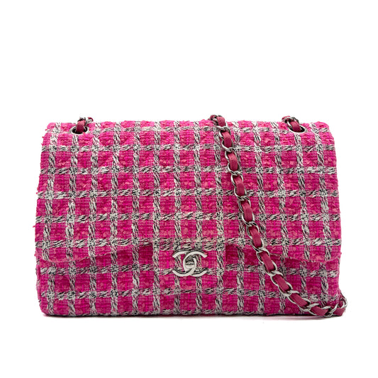CHANEL JUMBO MATELASSE 30 CHAIN SHOULDER BAG PINK TWEED 90296219