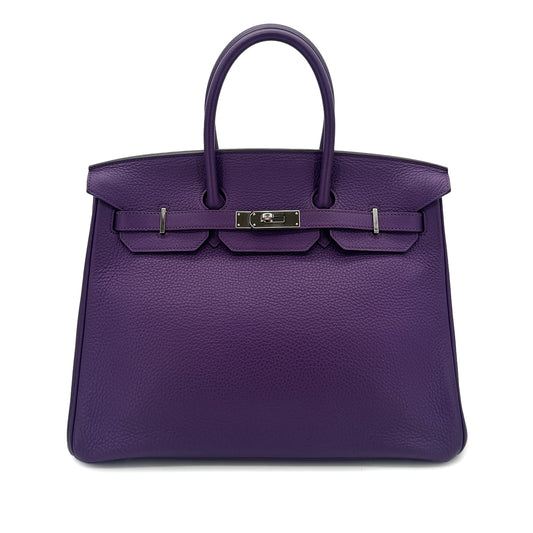 HERMES BIRKIN 35 ULTRAVIOLET TAURILLON CLEMENCE HAND BAG □P SHW 90296226