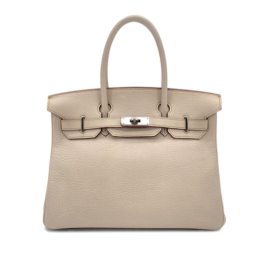 HERMES BIRKIN 30 BEIGE TAURILLON CLEMENCE HAND BAG □H SHW 90296450