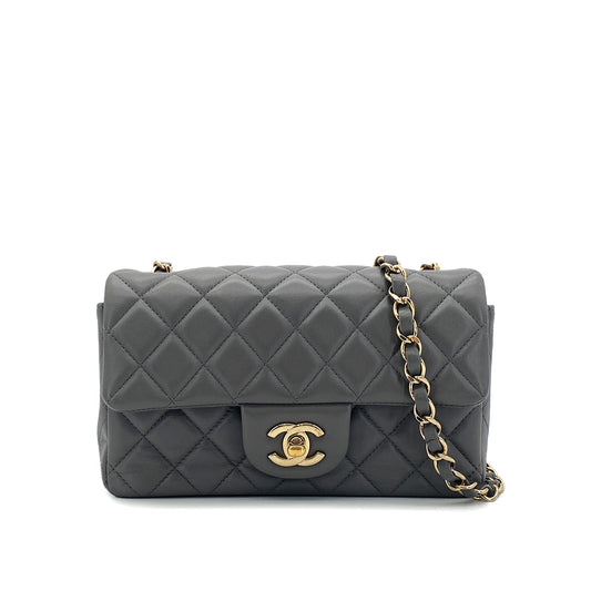 CHANEL MINI MATELASSE 20 CHAIN SHOULDER BAG GRAY LAMB SKIN 90296455