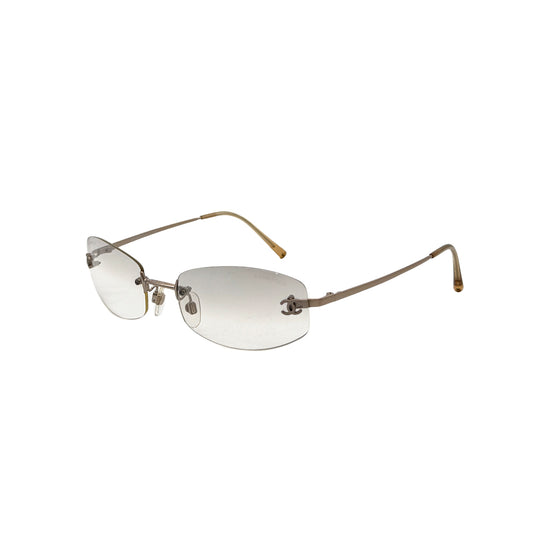 CHANEL SUNGLASSES COCOMARK CLEAR GOLD EYEWEAR 90296459