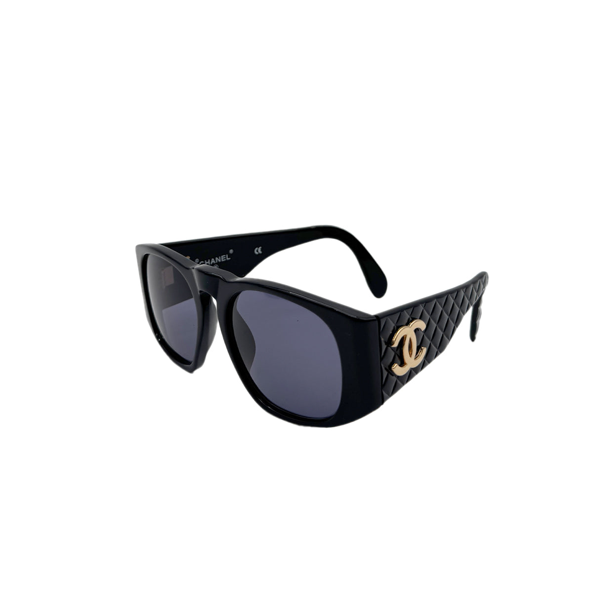CHANEL VINTAGE SUNGLASSES COCOMARK MATELASSE BLACK EYEWEAR 90296460