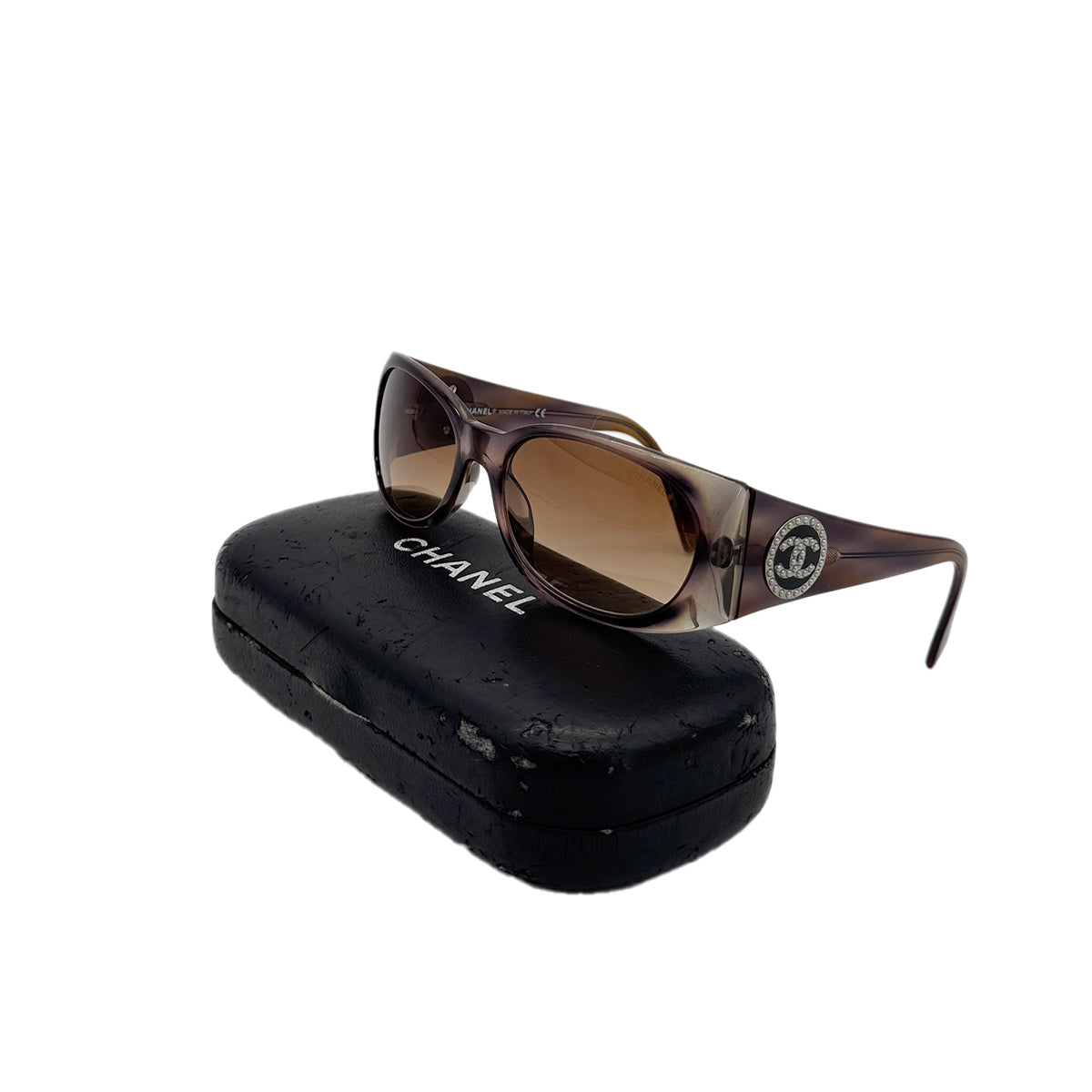 CHANEL VINTAGE SUNGLASSES COCOMARK FAUX PEARL BROWN EYEWEAR 90296463