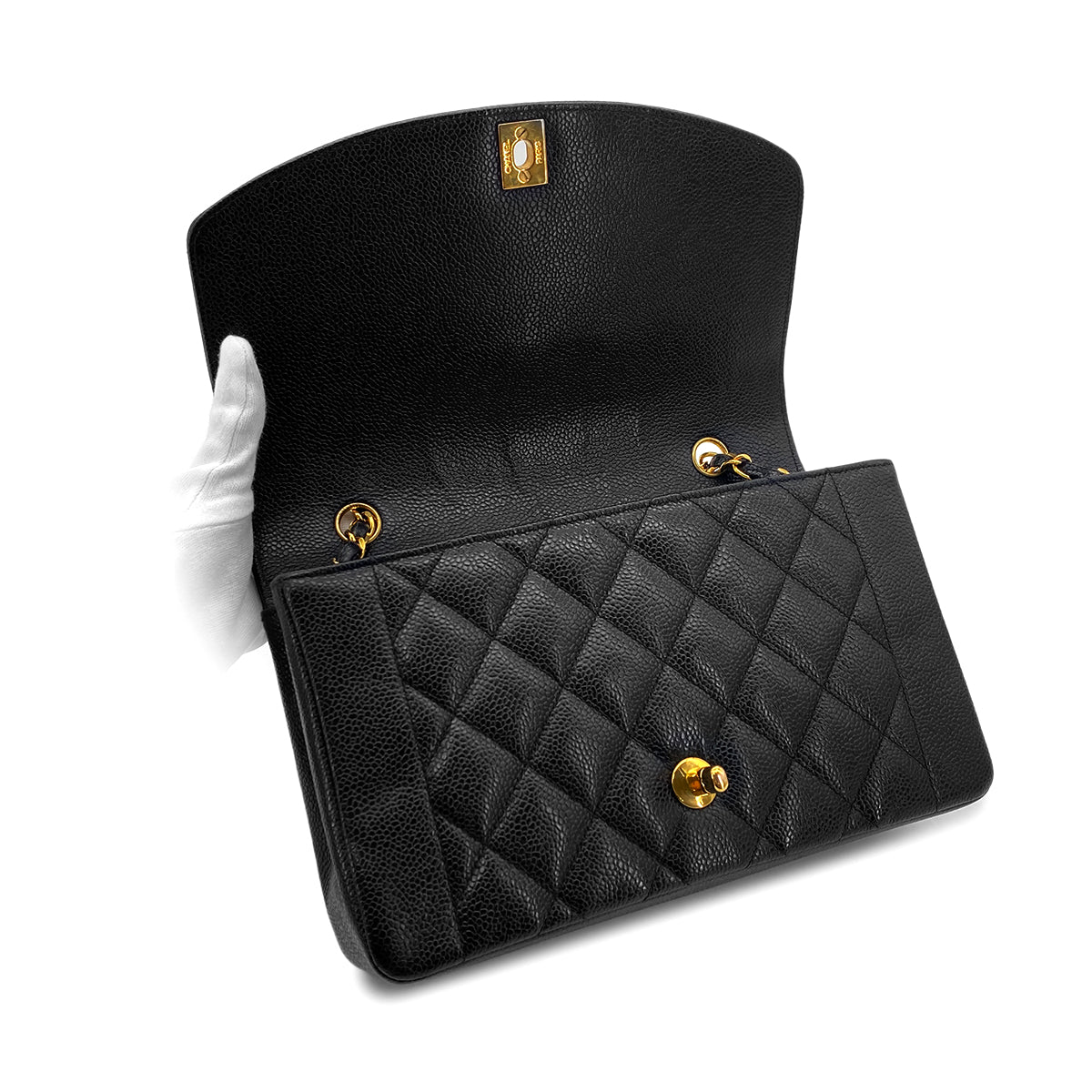 CHANEL VINTAGE DIANA MEDIUM CHAIN SHOULDER BAG BLACK CAVIAR SKIN 90296556