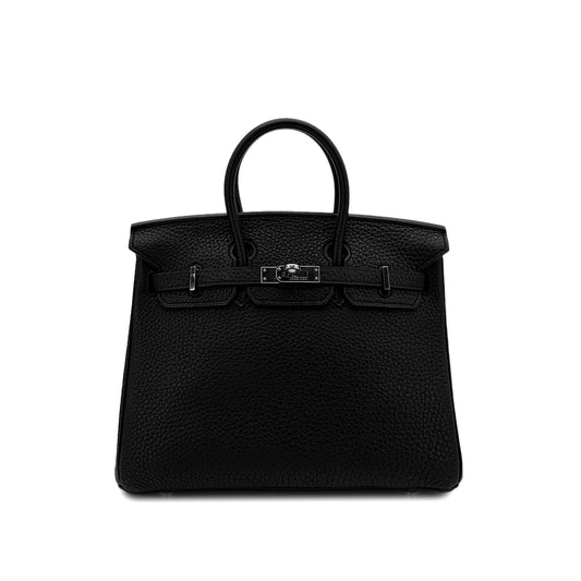 HERMES BIRKIN 25 BLACK TAURILLON CLEMENCE HAND BAG □M SHW 90296558