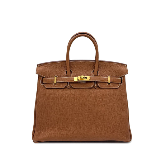 HERMES BIRKIN 25 GOLD TOGO HAND BAG D GHW 90296559