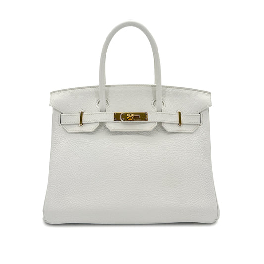 HERMES BIRKIN 30 WHITE TAURILLON CLEMENCE HAND BAG T GHW 90296568