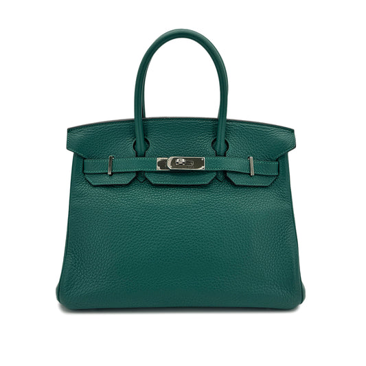HERMES BIRKIN 30 MALACHITE TAURILLON CLEMENCE HAND BAG R SHW 90296569