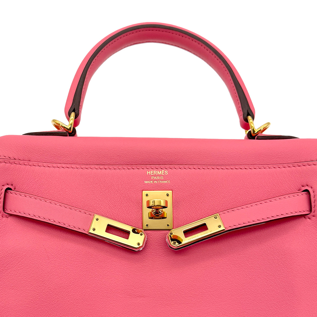 HERMES KELLY 25 RETOURNE ROSE AZALEE SWIFT HAND SHOULDER BAG D GHW 90296570