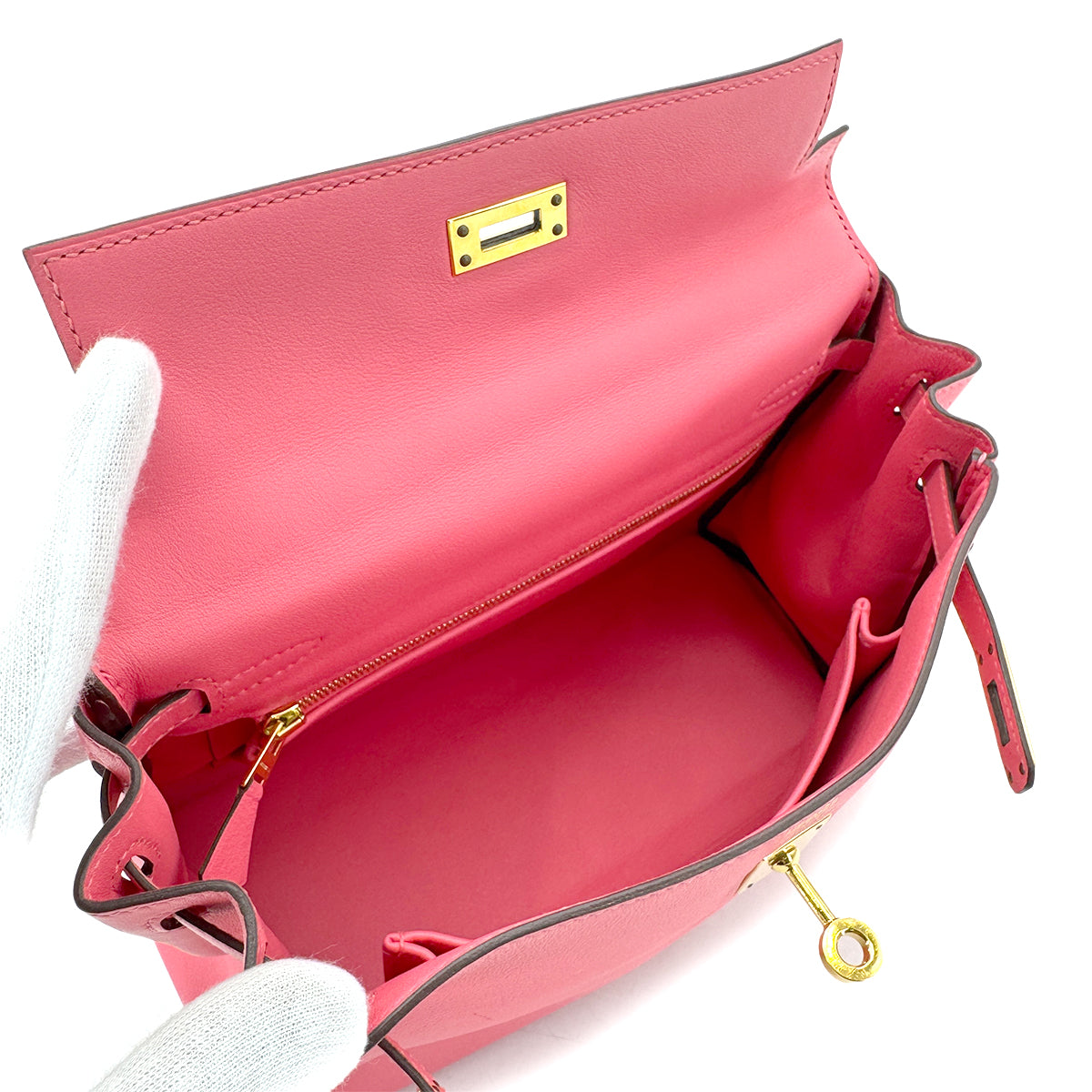 HERMES KELLY 25 RETOURNE ROSE AZALEE SWIFT HAND SHOULDER BAG D GHW 90296570