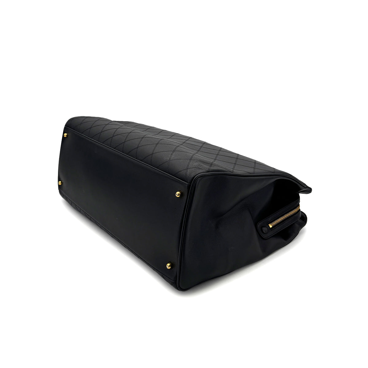 CHANEL VINTAGE SUPER MODEL BICOLORE CHAIN TOTE BAG BLACK LEATHER 90296729