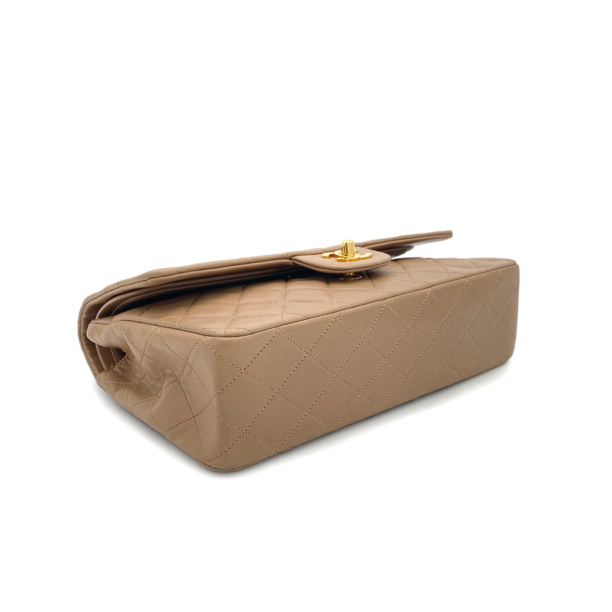 CHANEL VINTAGE CLASSIC FLAP MEDIUM CHAIN SHOULDER BAG BEIGE LAMB SKIN 90296731