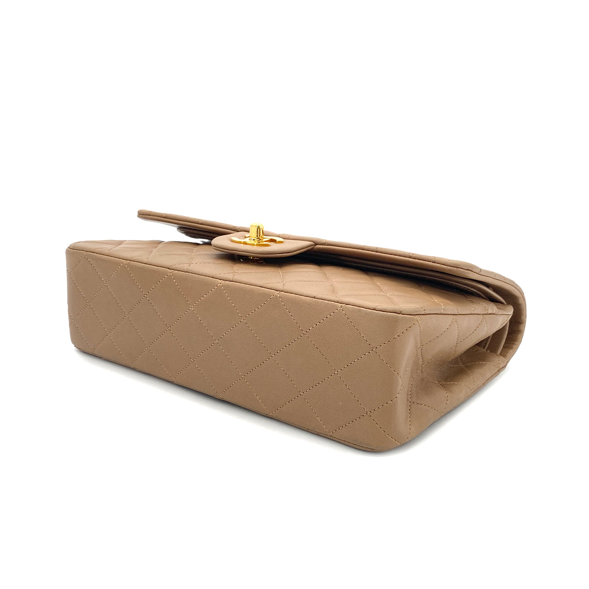 CHANEL VINTAGE CLASSIC FLAP MEDIUM CHAIN SHOULDER BAG BEIGE LAMB SKIN 90296731