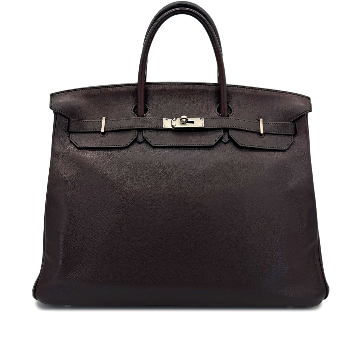 HERMES BIRKIN 40 EBENE EVERCOLOR HAND BAG □M SHW 90297253