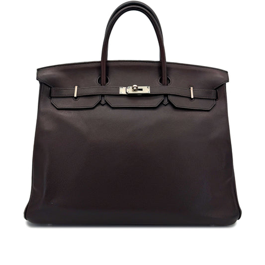 HERMES BIRKIN 40 EBENE EVERCOLOR HAND BAG □M SHW 90297253