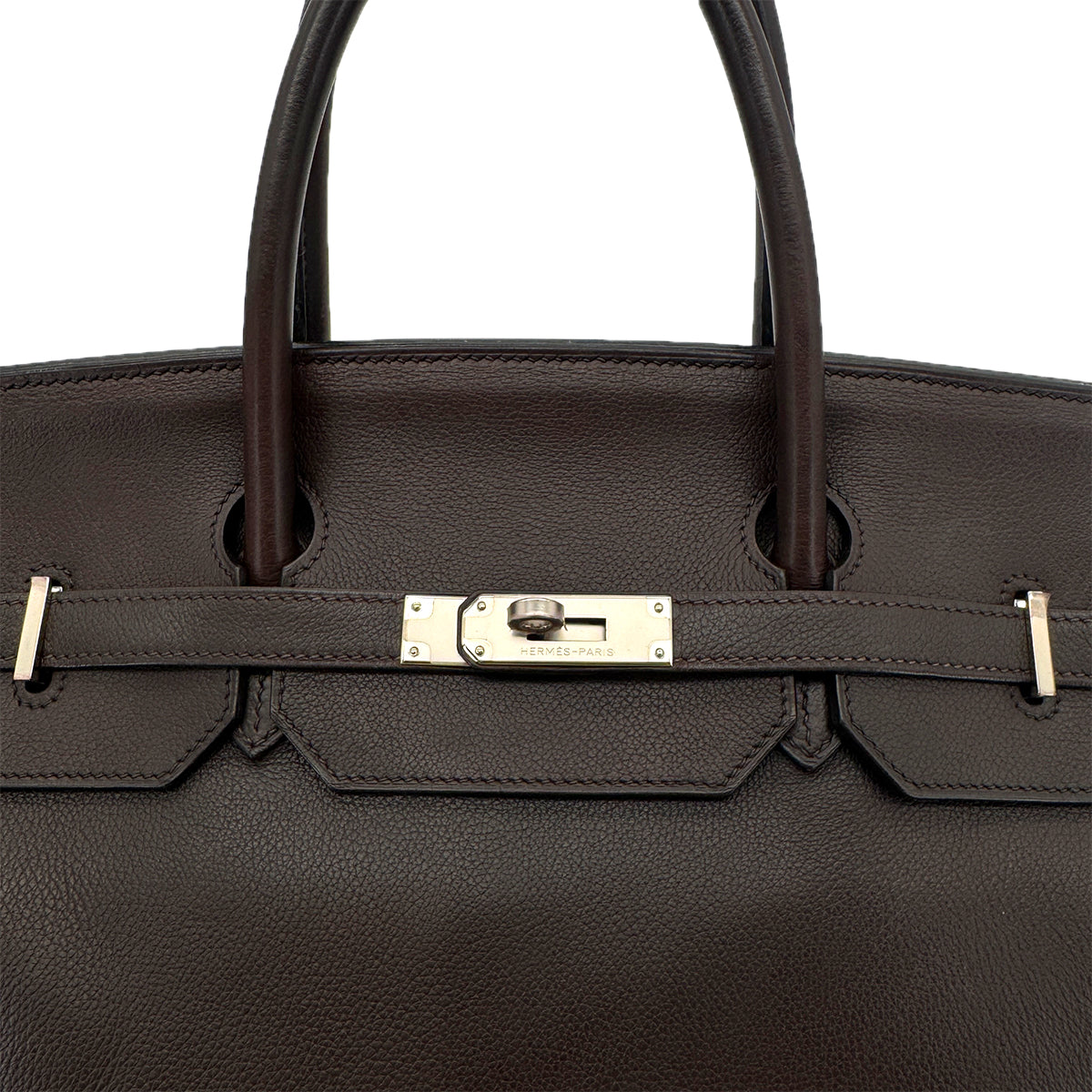 HERMES BIRKIN 40 EBENE EVERCOLOR HAND BAG □M SHW 90297253