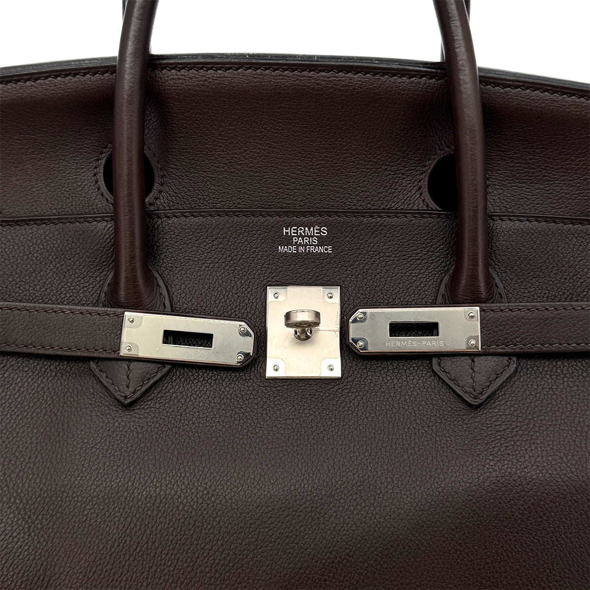 HERMES BIRKIN 40 EBENE EVERCOLOR HAND BAG □M SHW 90297253