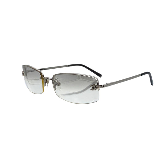 CHANEL SUNGLASSES COCOMARK RHINESTONE CLEAR SILVER EYEWEAR 90297260